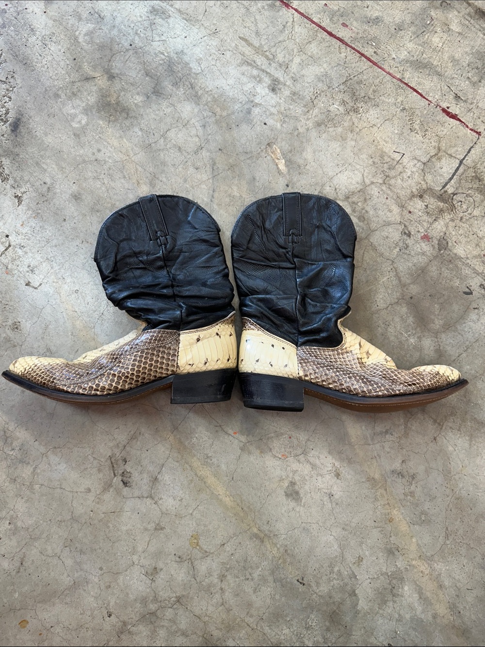 Durango Men's Exotic Snakeskin Western Boots in Beige and Black
